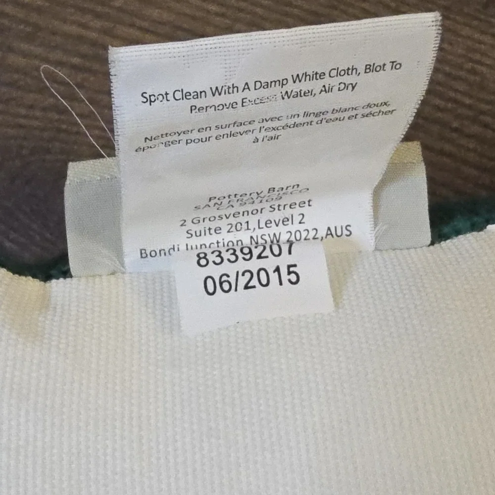 Pottery Barn Boston Tall Ship Pillow 12x12 Green Navy Embroidered Cotton‎